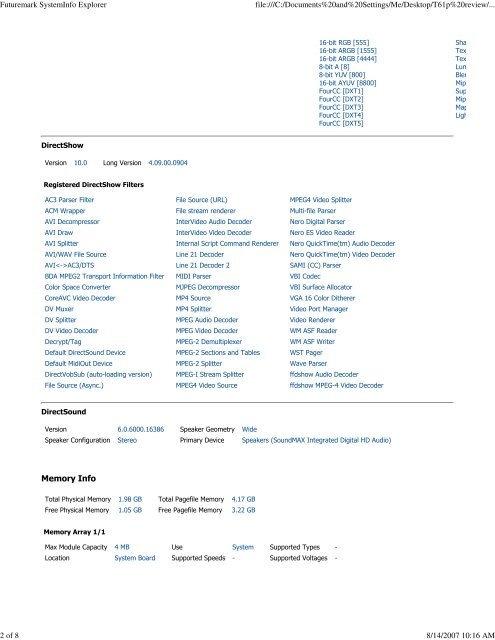 Futuremark Systeminfo Explorer