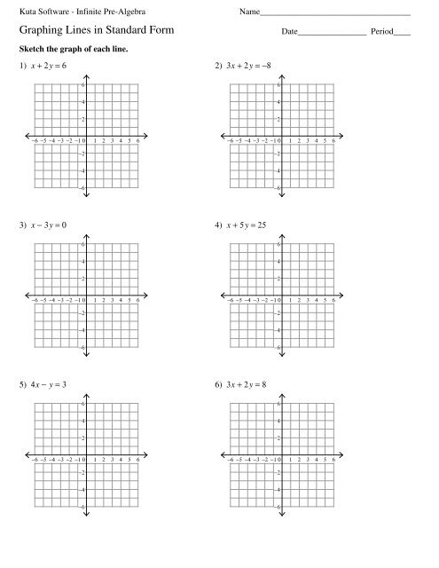Graphing Lines in Standard Form Worksheet