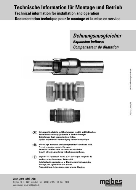 Dehnungsausgleicher Technische Information für Montage ... - Meibes