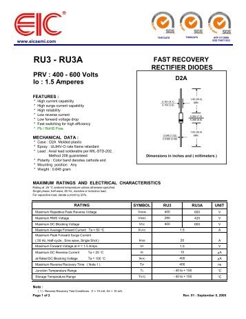 ru3 - ru3a : fast recovery rectifier diodes - prv - EIC