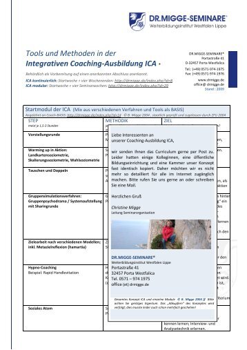 Tools und Methoden in der Integrativen Coaching-Ausbildung ICA *