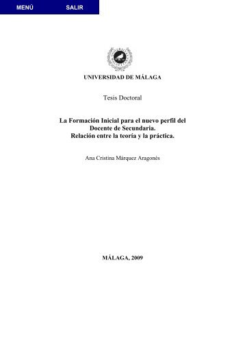 Tesis Doctoral La Formación Inicial para el nuevo perfil del Docente ...