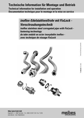 inoflex-Edelstahlwellrohr mit FixLock - Meibes