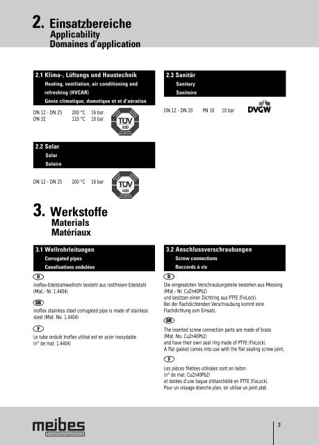 inoflex-Edelstahlwellrohr mit FixLock - Meibes