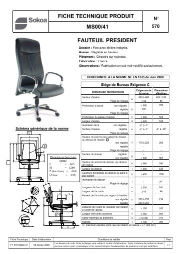 fiche technique produit ms00/41 fauteuil president - Idaca 6