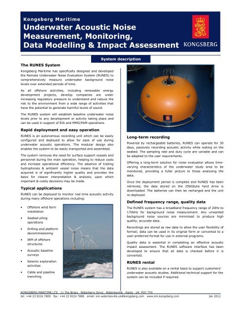 Underwater Acoustic Noise Measurement, Monitoring, Data ...