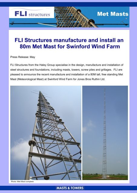 Met Masts FLI Structures manufacture and install an 80m Met Mast ...