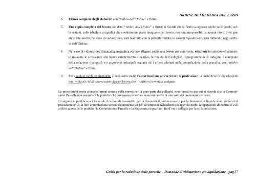 guida per la redazione delle parcelle - Ordine dei Geologi del Lazio