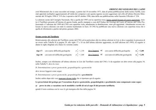 guida per la redazione delle parcelle - Ordine dei Geologi del Lazio