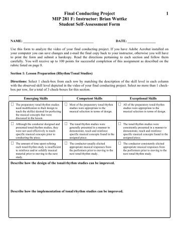 Conducting Rubric Student Self-Assessment - band4me