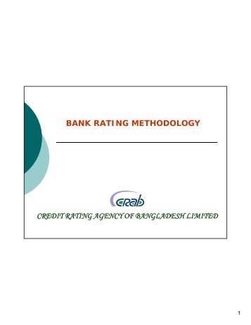 Bank Rating Methodology - Credit Rating Agency of Bangladesh