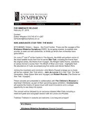 for immediate release - Kitchener-Waterloo Symphony