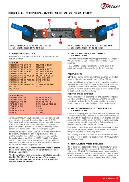 Tyrolia Ski Binding Adjustment Chart