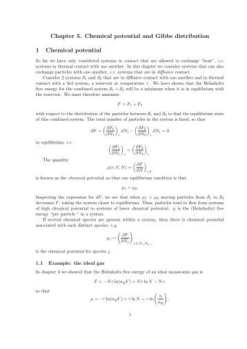 Chapter 5. Chemical potential and Gibbs distribution 1 Chemical ...