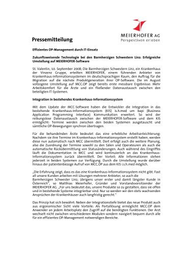 Pressemitteilung - Meierhofer AG