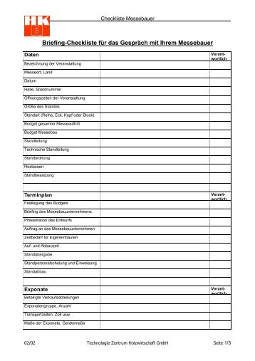 Checkliste fÃ¼r das GesprÃ¤ch mit dem Messebauer - Tischler.de