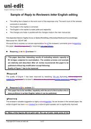 Sample of Reply to Reviewers letter English editing - Uni-edit