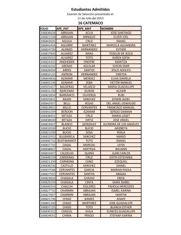 Estudiantes Admitidos 16 CATEMACO - Cobaev