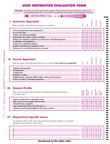 UCSC INSTRUCTOR EVALUATION FORM