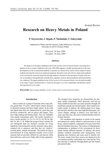 Research on Heavy Metals in Poland - Pol. J. Environ. Stud.