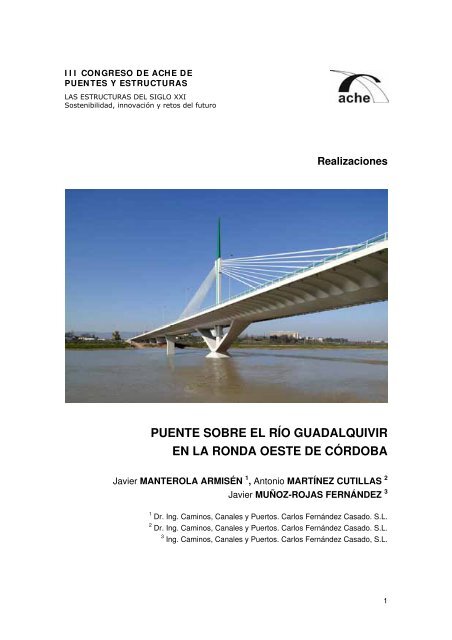 puente sobre el rÃo guadalquivir en la ronda oeste de cÃ³rdoba - ACHE