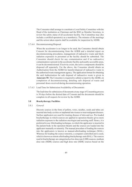 Consenting Process for Radiation Facilities - Atomic Energy ...