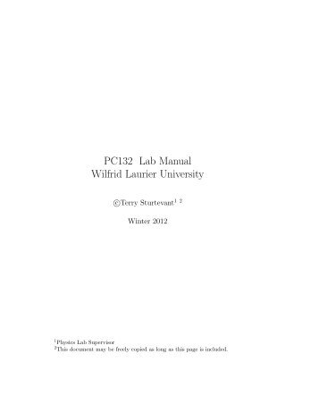 PC132 Lab Manual - Wilfrid Laurier University Physics Labs