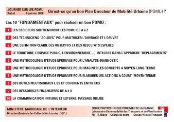 Qu'est-ce qu'un bon Plan Directeur de MobilitÃ© Urbaine - Euromedina