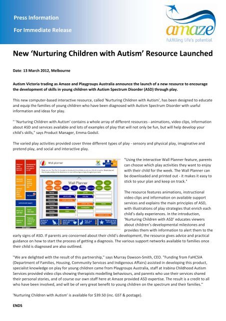 New 'Nurturing Children with Autism' Resource Launched - Amaze