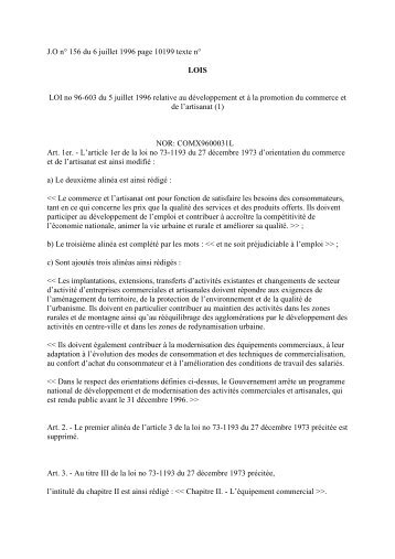 Loi n°96-603 du 5 juillet 1996 - ARPP