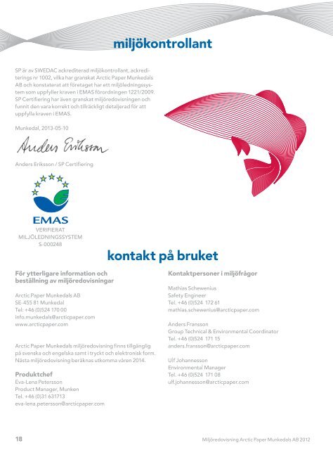Arctic Paper Munkedals AB Miljöredovisning 2012