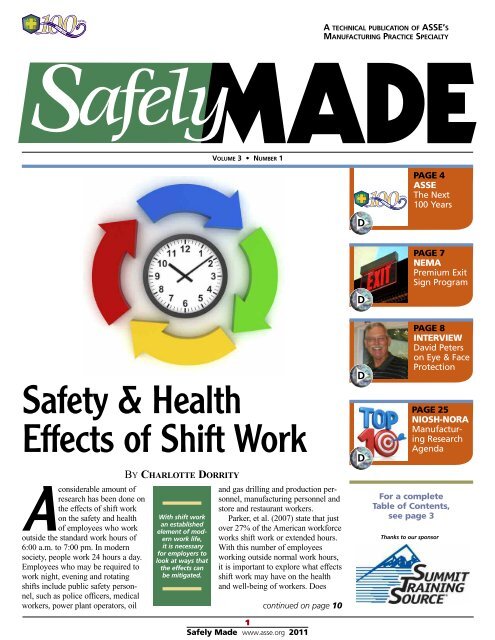 Safety & Health Effects of Shift Work - ASSE Members