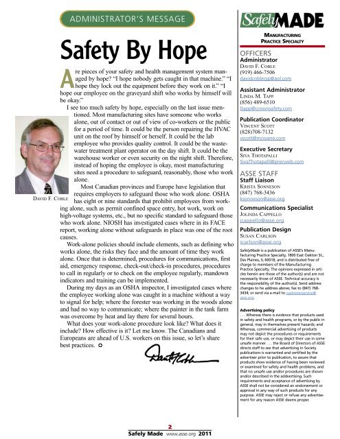 Safety & Health Effects of Shift Work - ASSE Members