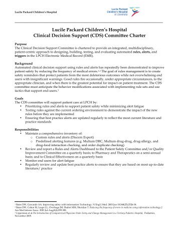 Committee Charter - LearnLINKS - Lucile Packard Children's Hospital