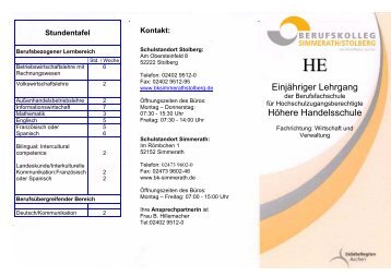 Schulstandort Stolberg: - Berufskolleg Simmerath/Stolberg