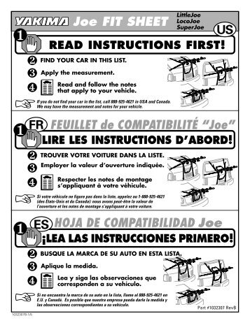 Joe FIT SHEET FEUILLET de COMPATIBILITÉ “Joe ... - Racks For All