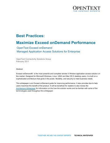 Best Practices: Maximize Exceed onDemand Performance - OpenText
