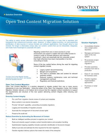 Content Migration Overview (PDF, 205 kB) - OpenText