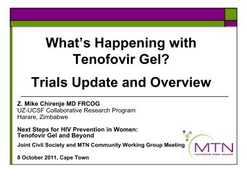 CHIRENJE-What's Happening with Tenofovir Gel-Trials Update and ...