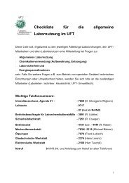 Checkliste für die allgemeine Labornutzung im UFT