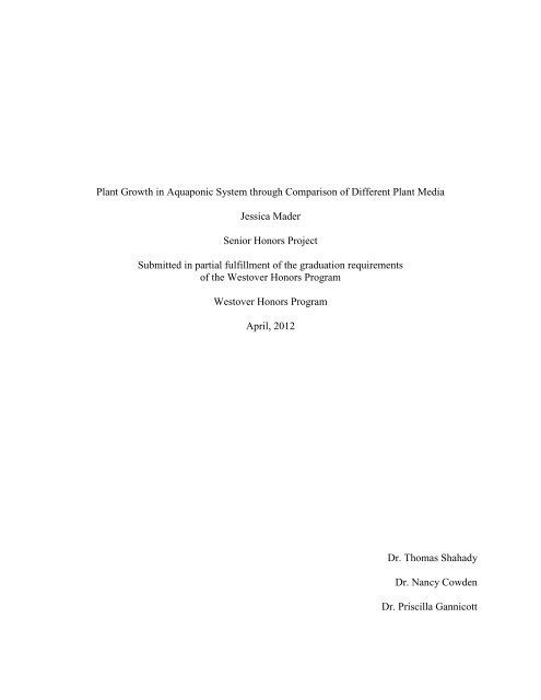 Plant Growth in Aquaponic System through Comparison of Different ...