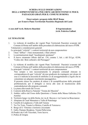 Osservazioni e proposte della Soprintendenza per il ... - Italia Nostra