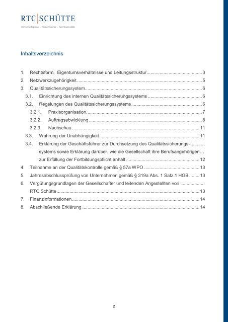 Transparenzbericht 2012 - RTC | SchÃ¼tte Treuhand KG