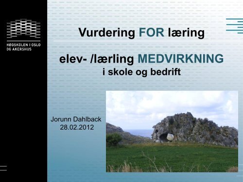 Vurdering for lÃ¦ring - lÃ¦rling-/elevmedvirkning i skole og - Udir.no