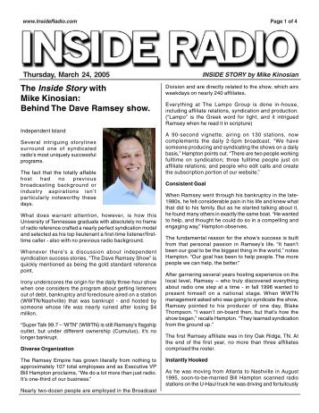 The Inside Story with Mike Kinosian: Behind The Dave Ramsey show.