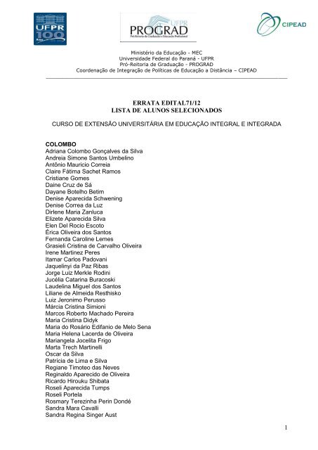 Para ler a Errata do Edital 71/2012 clique aqui. - CIPEAD