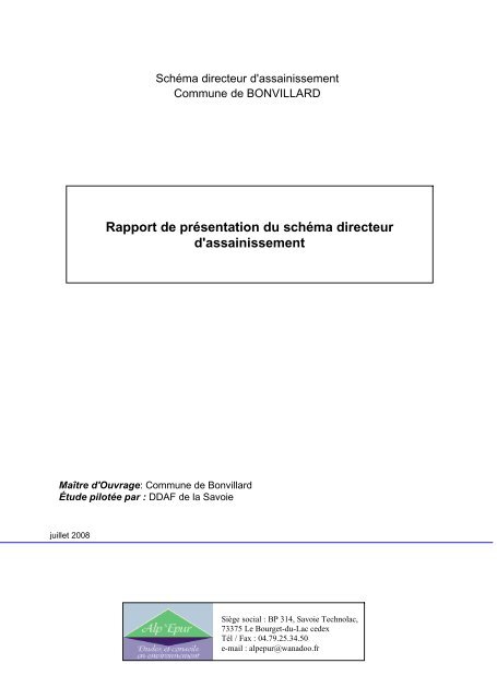 Rapport de prÃ©sentation du schÃ©ma directeur d'assainissement