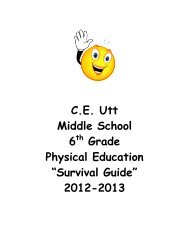 C.E. Utt Middle School 6 Grade Physical Education Ã¢Â€ÂœSurvival Guide ...