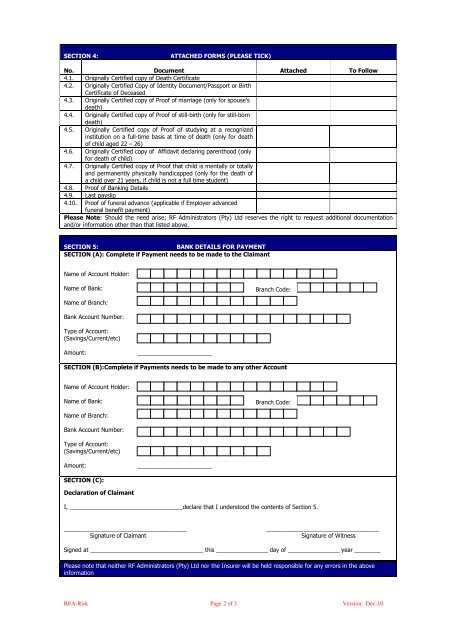 FUNERAL CLAIM FORM - nbcei