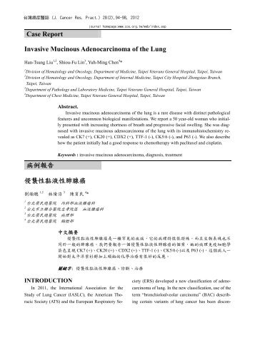 Case Report Invasive Mucinous Adenocarcinoma of the Lung çä¾ ...